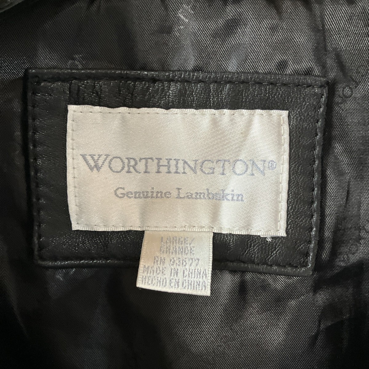 Worthington Genuine Lambskin Leather Black Jacket Womens Large