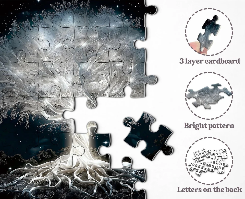 PPuzzling Glowing Tree of Life Puzzle 1000pc Adults Fantasy Forest White - Image 4 of 4