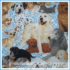 BonEful Fabric FQ Cotton Quilt Puppy Dog B&W Breed Bed Poodle Brown Labrador USA