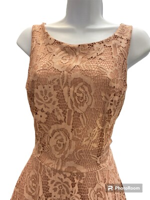 Lace Party Dress, Lined, Full Skirt, Scoop Neck, Sleeveless, Womens Size XL