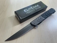 ElitEdge 9 Inch Military Black G10 Handle Tactical Spring Assisted Pocket Knife