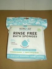 Scrubzz Rinse Free Bath Sponges 25 Pack Lather, Scrub, Towel Dry   FREE SHIPPING