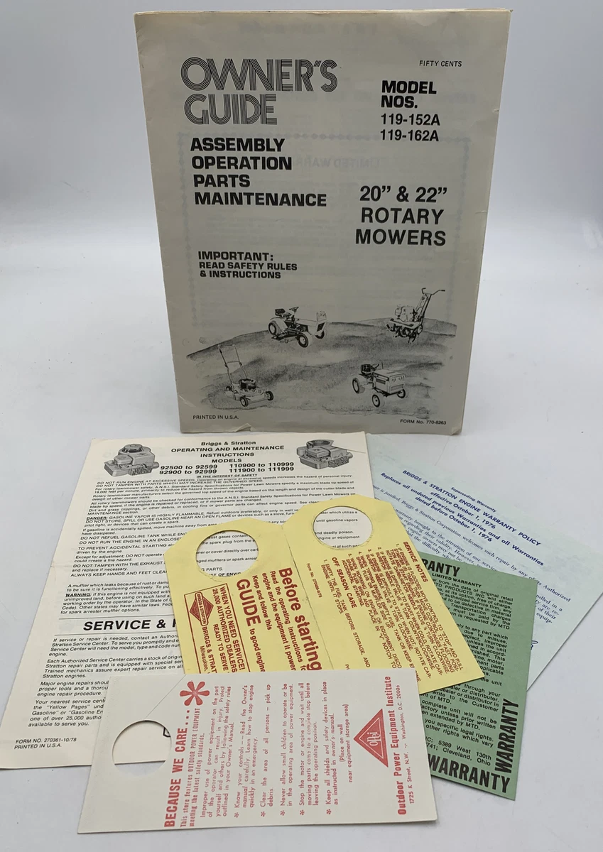 Mtd lawn mower repair manual deals
