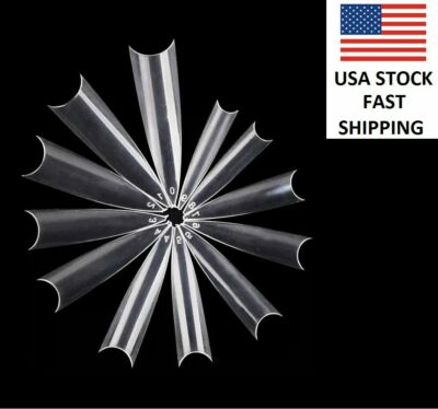 500 Extra Long Stiletto False Nail Tips/ Easy coffin nail tips/ Clear tips
