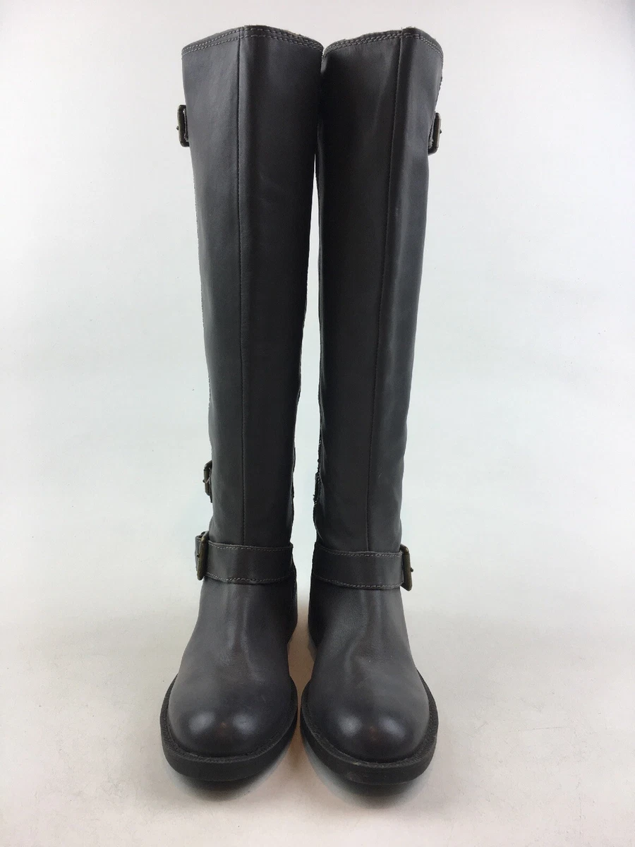 ENZO ANGIOLINI Easayin Knee High Riding Boots Size 5 M Gray Leather 3460