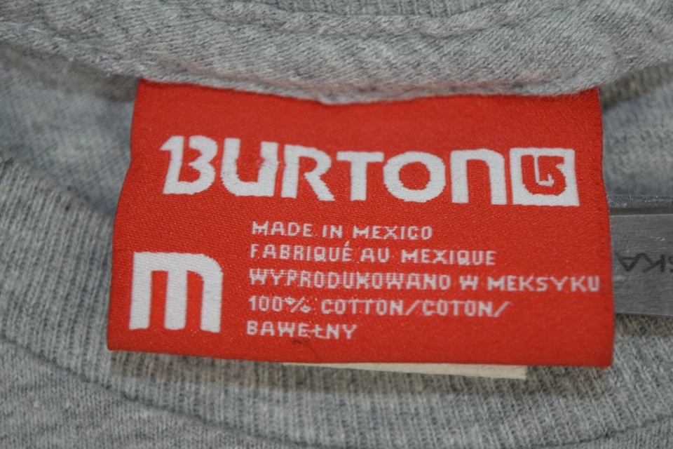 Camiseta Vintage Burton Talla M Gris Suave Años 90 Frontal Trasero Marca Algodón Clásico Foto 3 de 4
