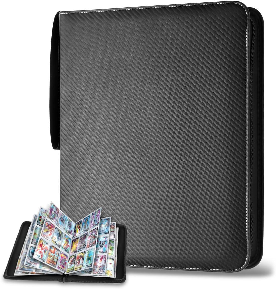 card holder sleeves for binder Black Framed Platinum 9 Pocket - Holds 2.5 x 3.5 Inch Cards - Archival Safe keep them for dust Pokemon Card Binder 4-Pocket Album