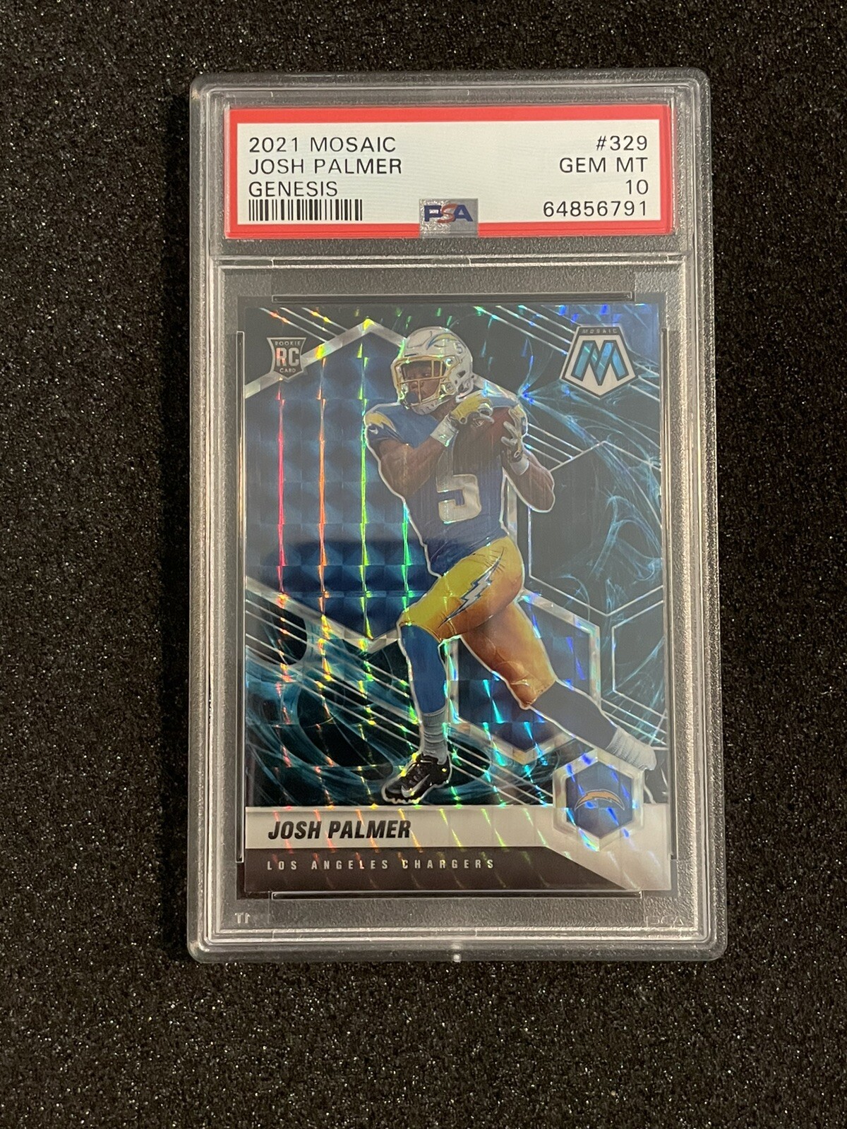 2021-22 Mosaic Football Josh Palmer Genesis Prizm RC PSA 10 #329 Chargers