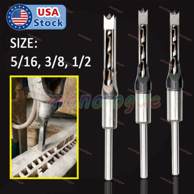 Square Hole Woodworking HSS Drill Bit Chisel Mortising Mortise Wood Tool Kit Set