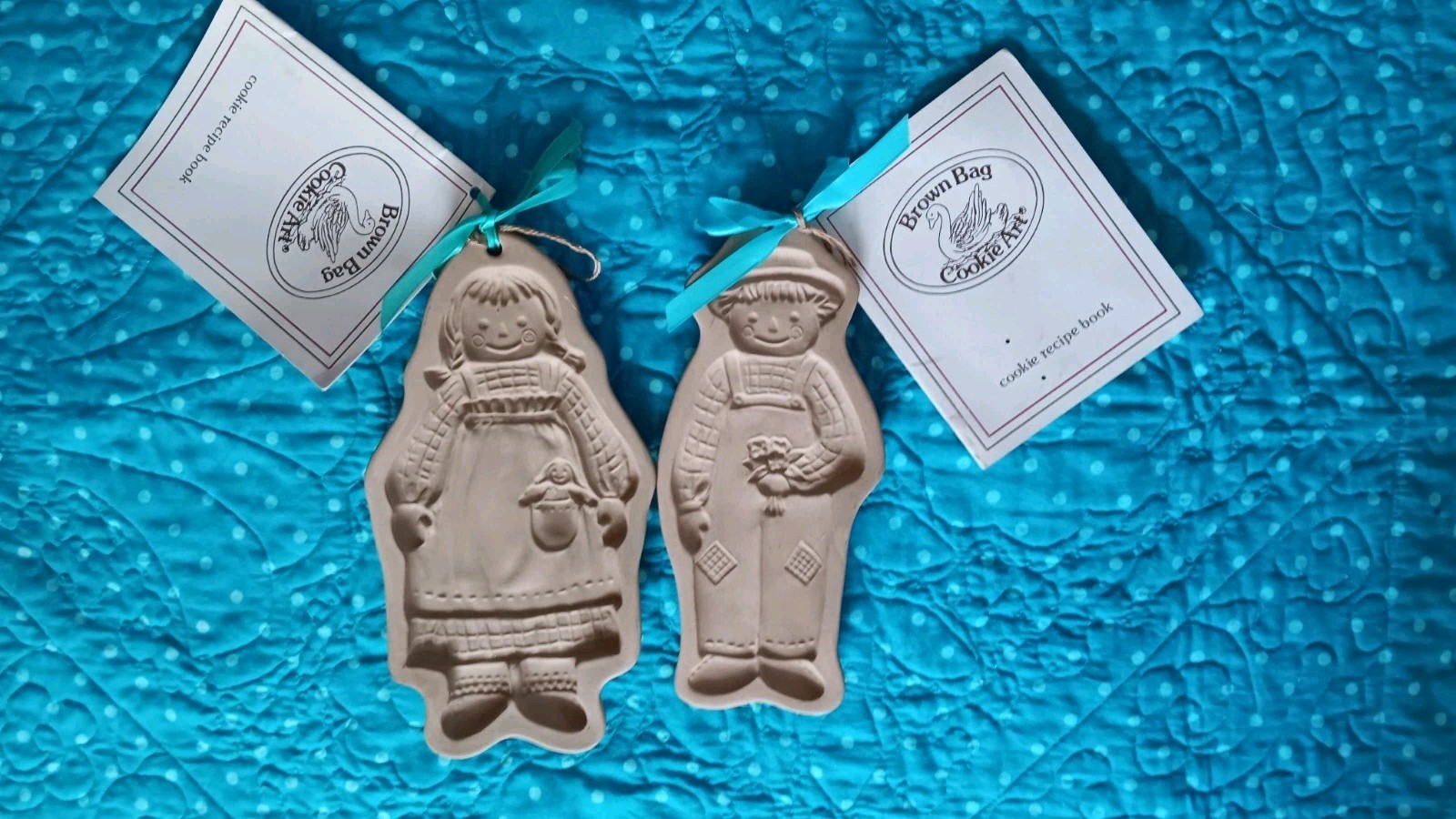 1988 Vintage Raggedy Ann & Andy Brown Bag Cookie Art Collectible