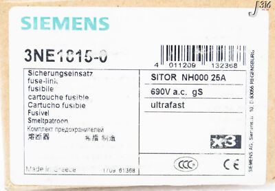 ん！ 33689 SIEMENS SITOR FUSE LINK (LOT OF 3) (NEW) 3NE1815-0 | eBay