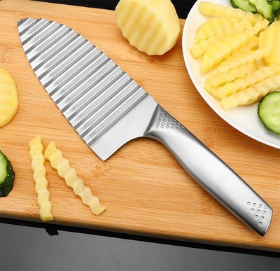Stainless Steel Corrugated Potato Fries Cutter Steel Handle Knife Cutting Tools