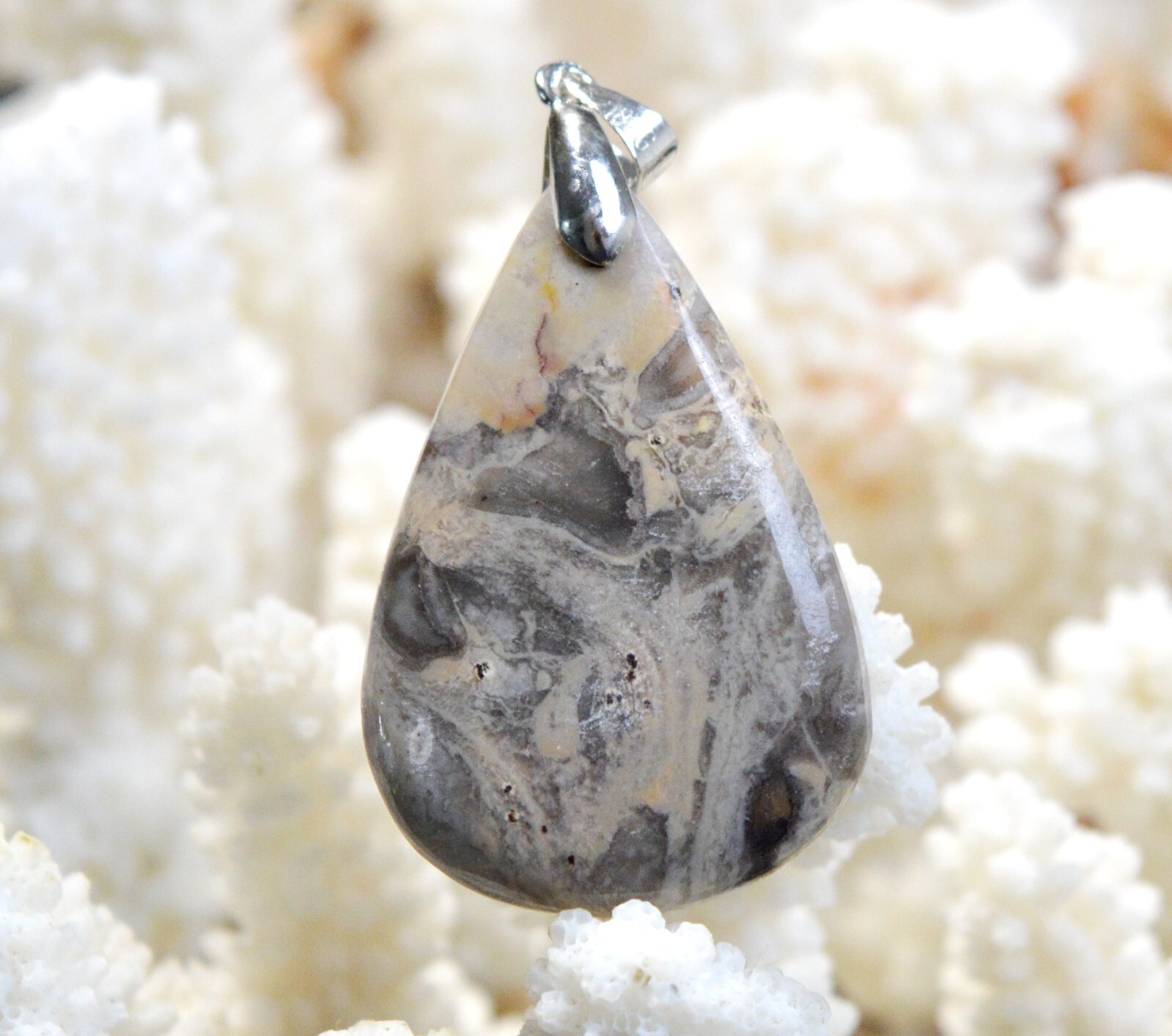 Pendentif agate pierre naturelle cabochon mexicain 54 carats pour création bijoux