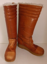 Rare Vintage '70s DEXTER Women's Sz 7M Tan Leather Pile Lined Snow Boots