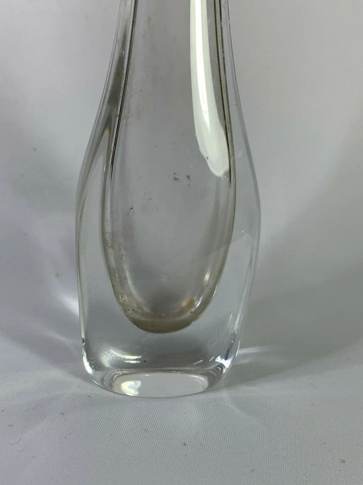 Art Glass Bud Vase Mid Century Hand Blown Clear - image 3 of 4