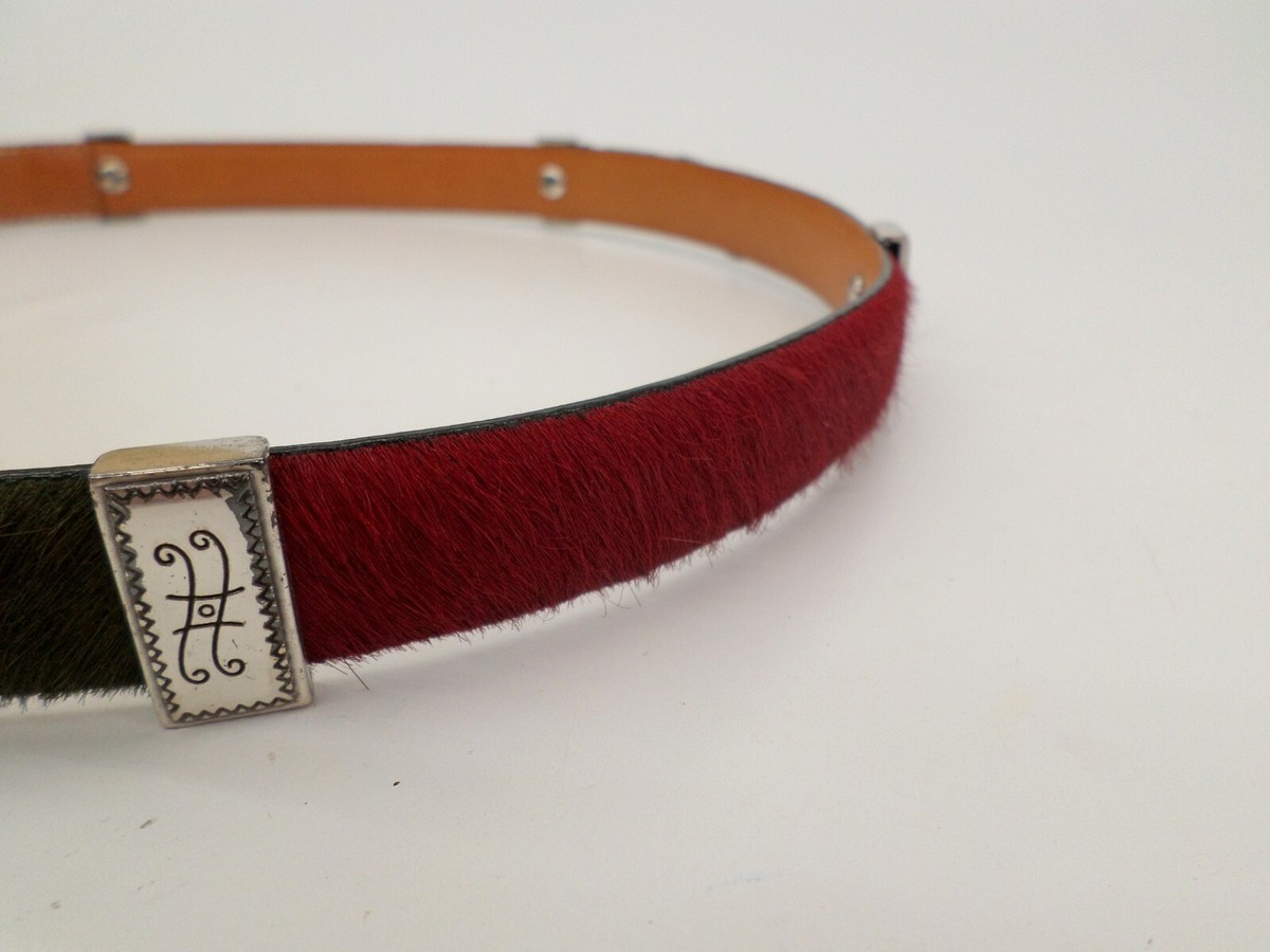 Brighton Leather Belt 30 32 Haircalf Cow Fur Patchwork  display picture 1