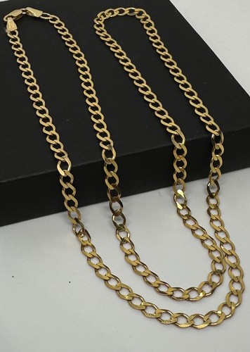 Cadena de oro amarillo de 9 quilates 6 gramos de peso 3,5 mm bordillo plano sólido 20"/50 cm (0042) - Imagen 2 de 5