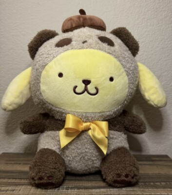 10” Sanrio Pompompurin in Brown Panda Costume Sitting RARE Plush