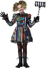 Neon Nightmare Clown Evil Carnival Circus Fancy Dress Up Halloween Child Costume