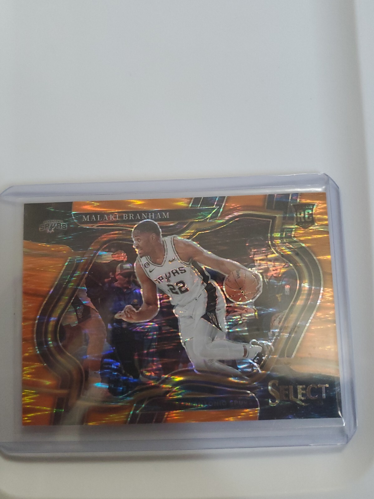 2022-23 Select Malaki Branham RC Orange Flash Prizm Courtside Spurs Rookie