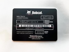 BOBCAT MT100 Data Plate Anodized Aluminum ID Tag USA Custom