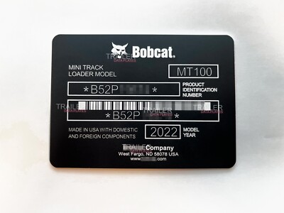 BOBCAT MT100 Data Plate Anodized Aluminum ID Tag USA Custom | eBay