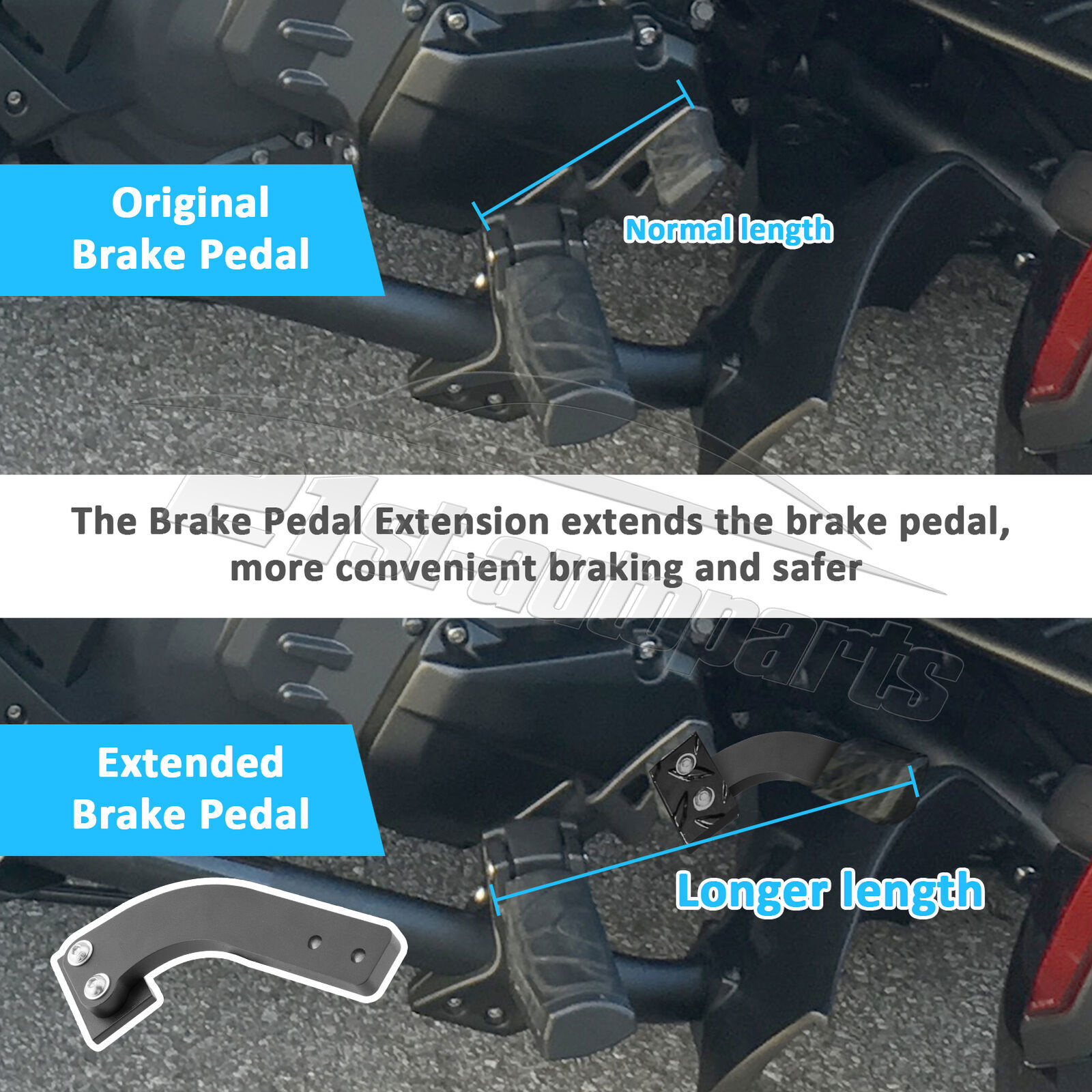 Black Brake Pedal Extension For CanAm Spyder GS 990 RS RSS F3 F3S