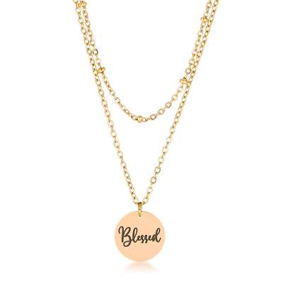 Delicate 18k Gold Plated 'Blessed' Layered Necklace
