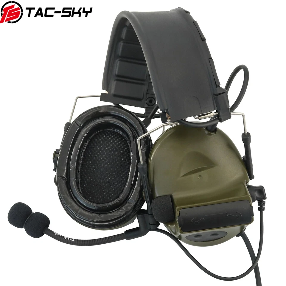 Auriculares tácticos de protección auditiva TS TAC-SKY TSC2 + PTT + adaptador de riel ARC Foto 2 de 4