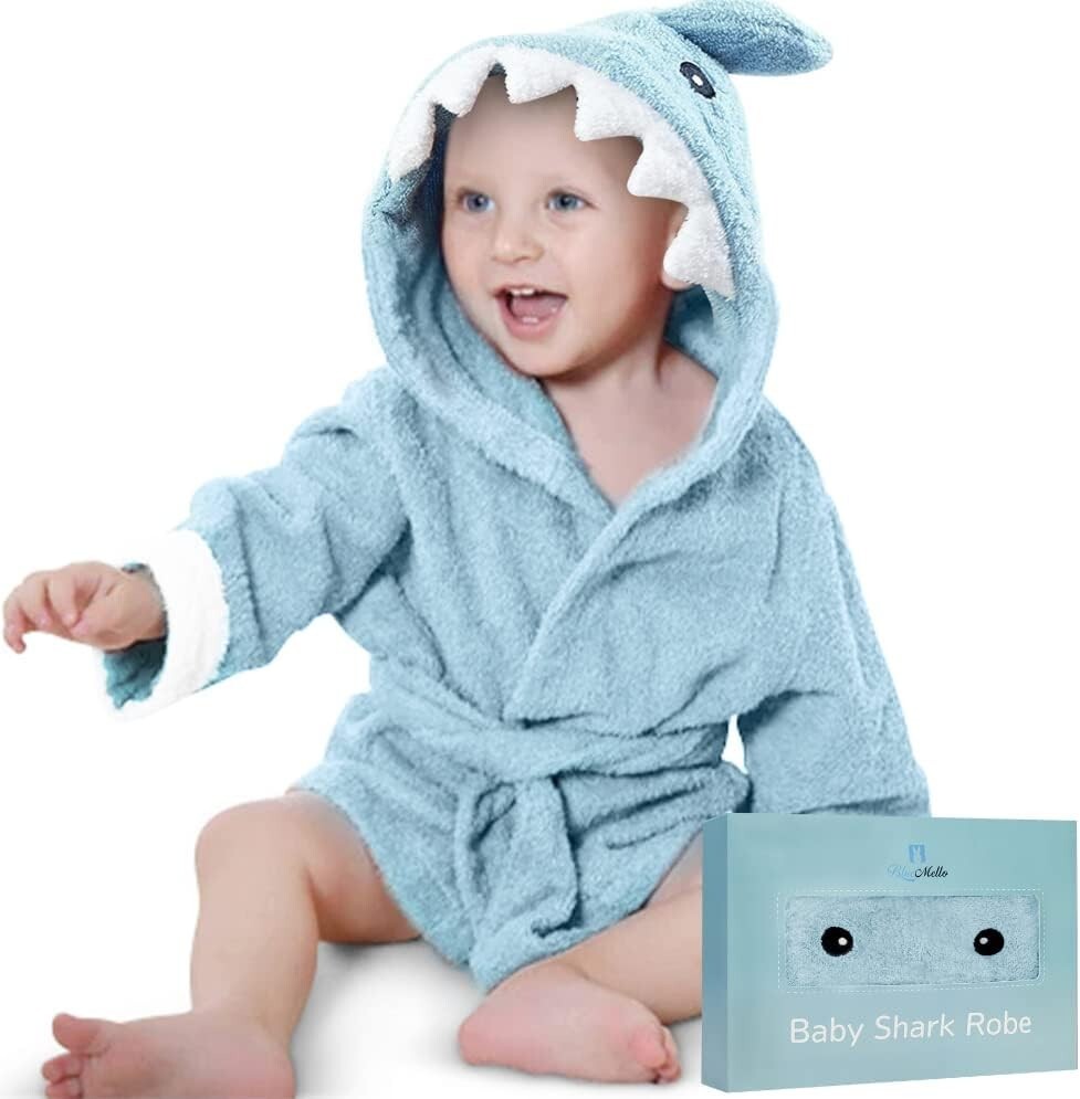 Baby Shark Bathrobe, UltraSoft Hooded Robe for Toddlers 612 Months