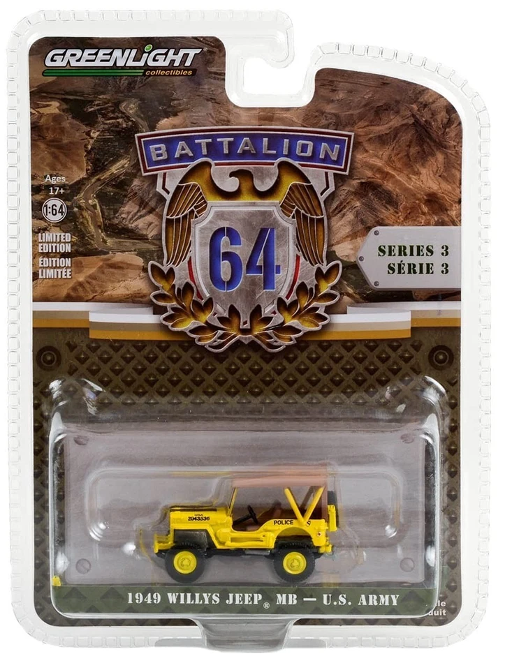 Greenlight 1949 Willys MB Jeep Battalion 64 Diecast 1/64 Nuevo - Imagen 2 de 2