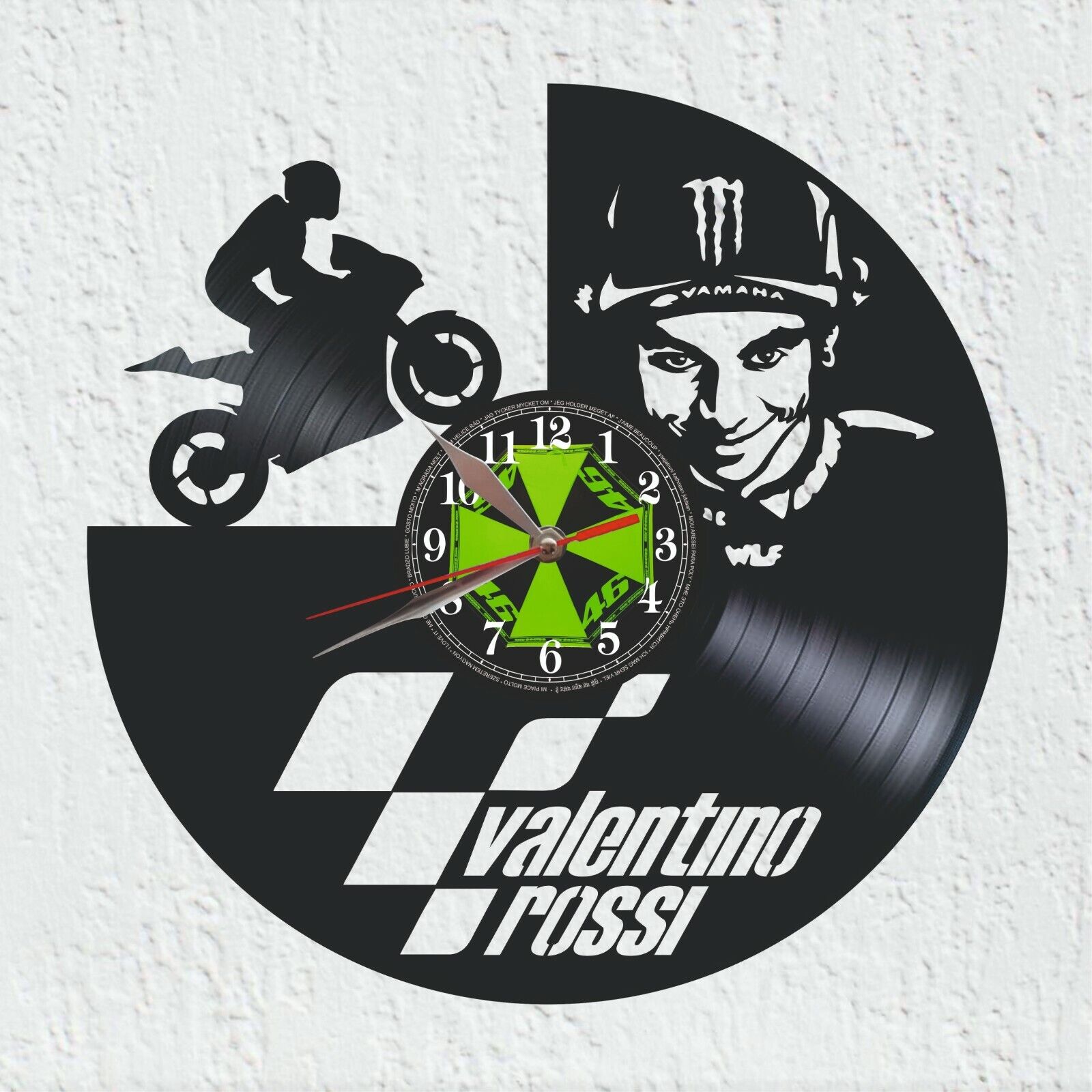 Vinywoody Reloj de pared disco de vinilo Valentino Rossi Moto GP decoracion 