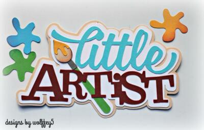 CRAFTECAFE ART KID TITLE Premade paper piecing scrapbook diecut piece album page