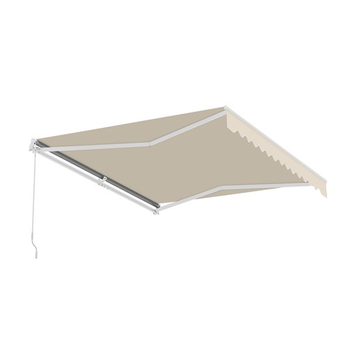 ALEKO Retractable Motorized 12 x 10 feet Patio Awning Ivory Sunshade Canopy - Picture 3 of 13