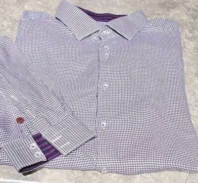 STONE ROSE-RED RIVOT-Purple/Wht Herringbone Cttn, Mens LS/BU Casual ...