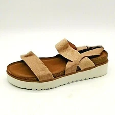 Not Rated Womens Slingback Sandal Gold Glitter Elastic Straps Platform Heel 6.5