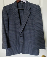 PERRY ELLIS Portfolio Wool Sport Coat Jacket Blazer Mens 44R Blue Gray Check