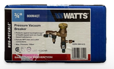 #ad Watts 800M4QT Pressure Vacuum Breaker Valve 3 4quot; inch Backflow Prevention $110.00