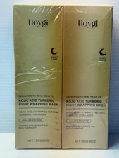 2 HOYGI Kojic Acid Turmeric Collagen Night Wrapping Overnight Peel Off Masks NEW
