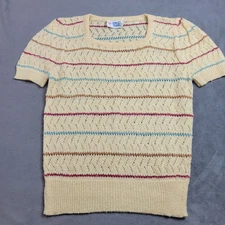 Vintage Chic Tonic Womens Knit Sweater With Stripes & Short Sleeves