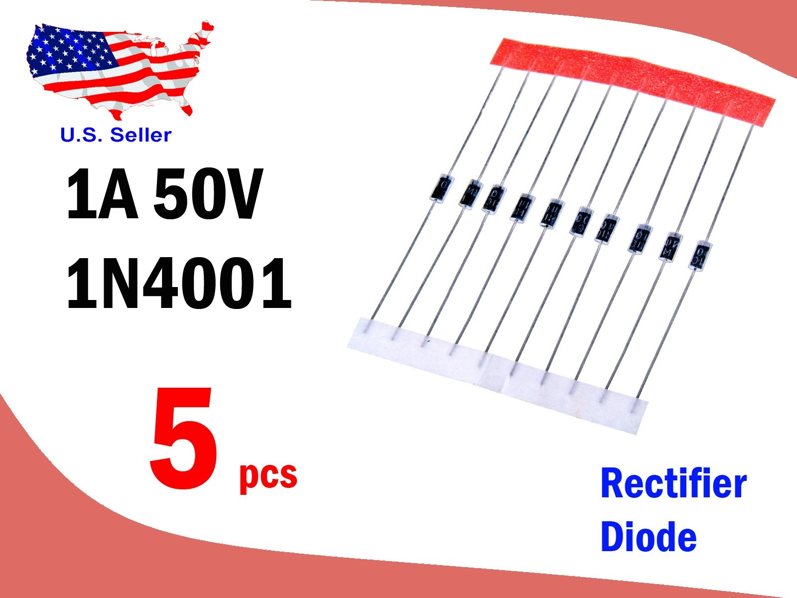1N4001 (5 pcs) 1A 50V Rectifier Diode - Free & Fast shipping