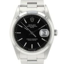 Rolex Oyster Perpetual Date 15200 Black Index Dial Smooth Oyster Band 34mm Watch