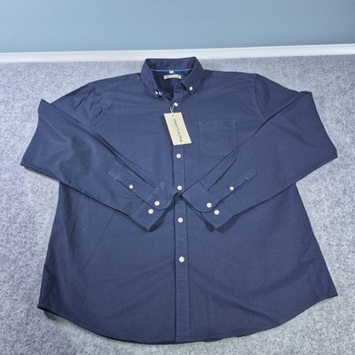 NWT Piero Lusso Button Down Men's Blue 100% Cotton Dress Shirt XL