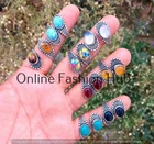 Tiger Eye & Mix Gemstone 925 Sterling Silver Plated Adjustable Rings Lot Jewelry