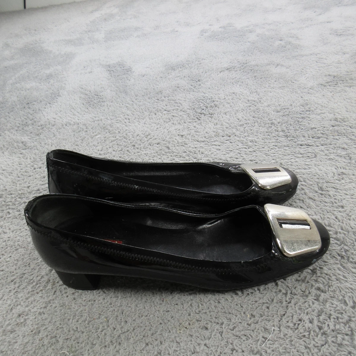 PRADA Patent Leather Low (1-1.9 in) Heel Height Heels for Women