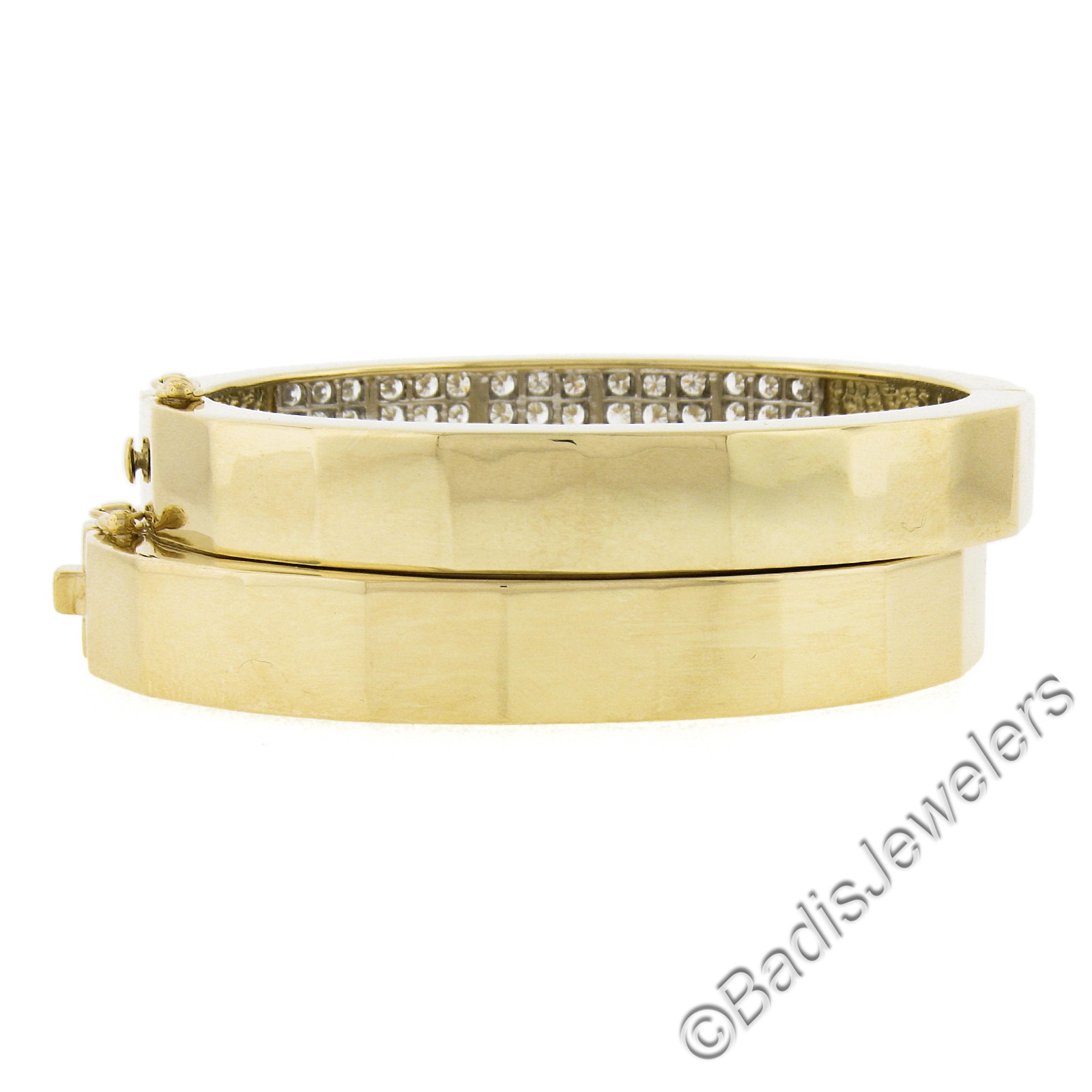 Solid Gold 5ct Diamond Geometric Pair 2 Hinged Op… - image 4