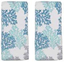 Sonoma Blue Coastal Corals Ocean Beach Theme Textured Bath Hand Towel 2-pk