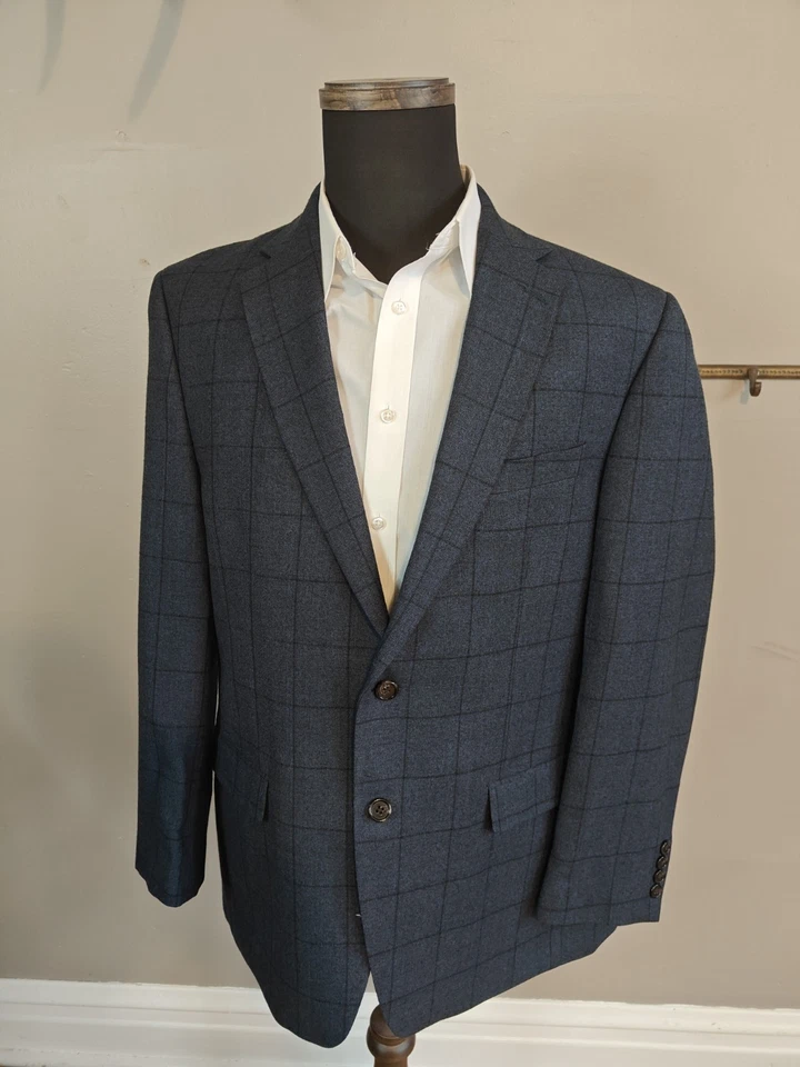 🇺🇲 Blazer Abrigo Deportivo Lauren Ralph Lauren Para Hombres 41R Azul Cuadros Lana 2 Botones Foto 3 de 4