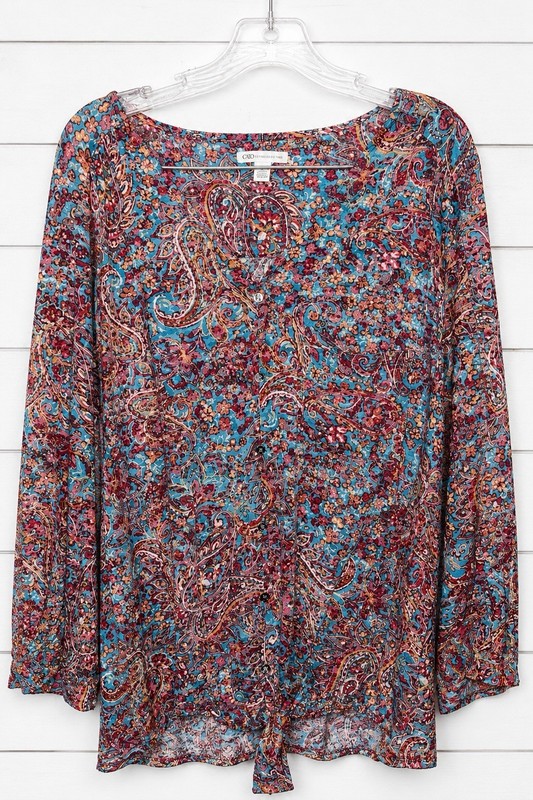 Cato Women’s 26/28W Paisley Knit Top Blouse - Excellent Pre-Owned Condition