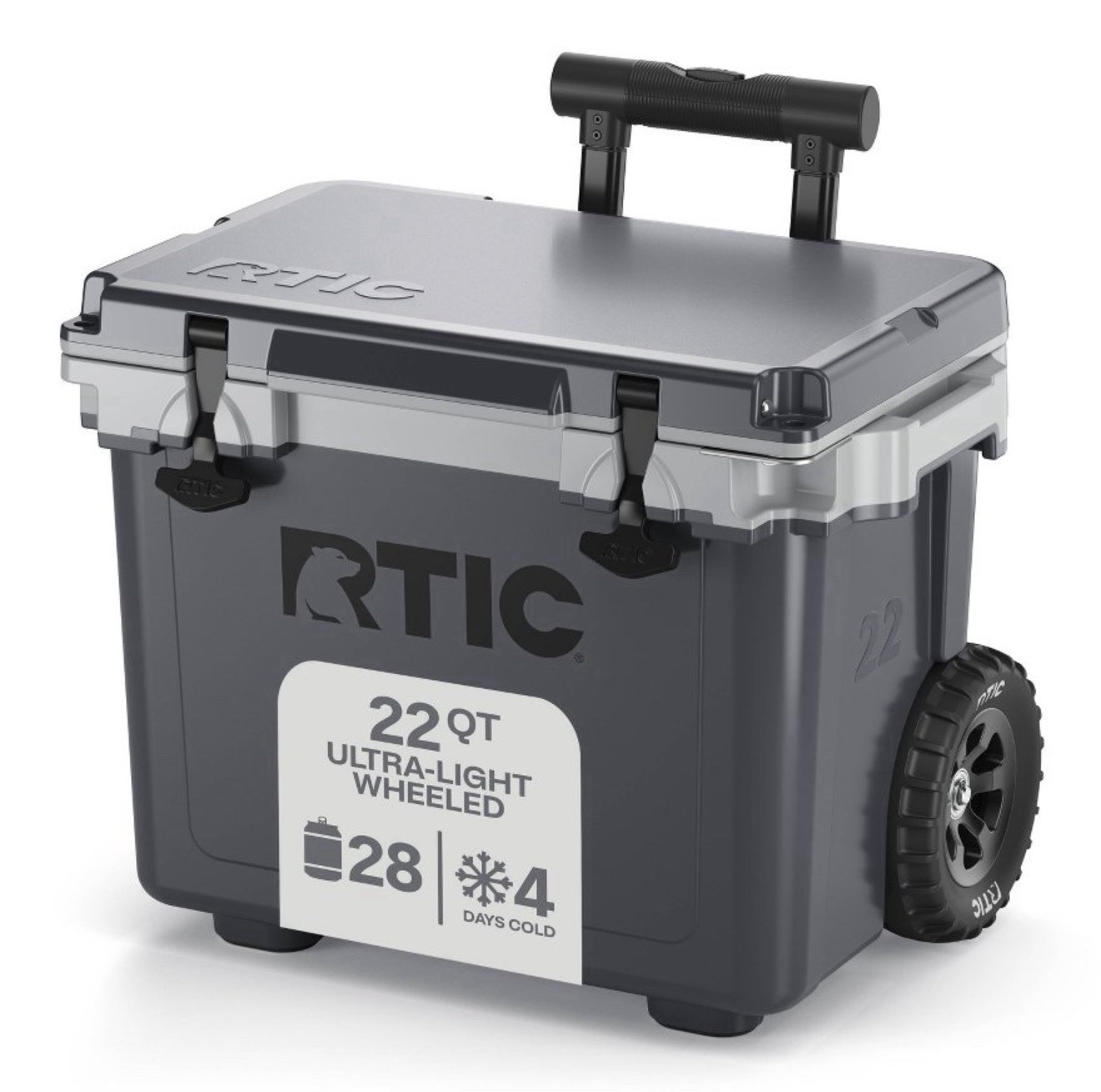 RTIC Outdoors 22qt Ultra Light Wheeled Hard Sided Cooler - Gray: Polypropylene